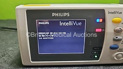 Philips IntelliVue MP30 Patient Monitor (Powers Up and Cracked Casing - See Photos) with 1 x Philips IntelliVue X2 Handheld Patient Monitor Including ECG, SpO2, NBP, Temp and Press Options (Powers Up, Damaged Buttons and Damaged Casing -See Photos) - 3