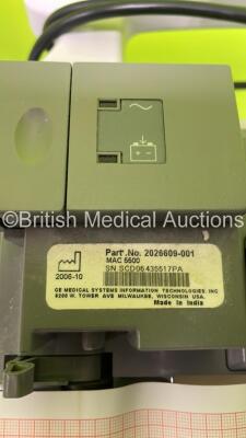 GE MAC 5500 ECG Machine on Stand with 10 Lead ECG Leads (Powers Up) *S/N SCD0643551PA* - 4