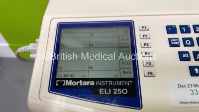 Mortara ELI 250 ECG Machine on Stand with 10 Lead ECG Leads (Powers Up) *S/N 10719052163* - 2