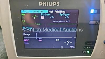 Job Lot Including 1 x Philips IntelliVue MP30 Anesthesia Patient Monitor (Powers Up and 1 x Missing Battery - See Photo) with 1 x Philips IntelliVue X2 Handheld Patient Monitor Including ECG, SpO2, NBP, Temp and Press Options (Powers Up and Damaged Casing - 6