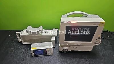 Job Lot Including 1 x Philips IntelliVue MP30 Anesthesia Patient Monitor (Powers Up and 1 x Missing Battery - See Photo) with 1 x Philips IntelliVue X2 Handheld Patient Monitor Including ECG, SpO2, NBP, Temp and Press Options (Powers Up), 1 x Philips Inte - 2