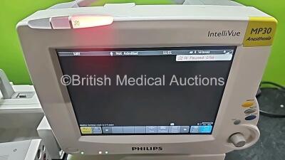 Job Lot Including 1 x Philips IntelliVue MP30 Anesthesia Patient Monitor (Powers Up and 1 x Missing Battery - See Photo) with 1 x Philips IntelliVue X2 Handheld Patient Monitor Including ECG, SpO2, NBP, Temp and Press Options (Powers Up), 1 x Philips Inte - 4