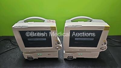 Job Lot Including 2 x Philips IntelliVue MP30 Anesthesia Patient Monitors (Both Power Up and 1 x Missing Battery) and 2 x Philips IntelliVue G5 M1019A Gas Modules with 2 x Water Traps (Both Power Up) - 2