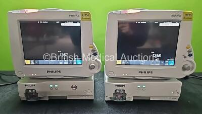 Job Lot Including 2 x Philips IntelliVue MP30 Anesthesia Patient Monitors (Both Power Up and 1 x Missing Battery) and 2 x Philips IntelliVue G5 M1019A Gas Modules with 2 x Water Traps (Both Power Up) - 5