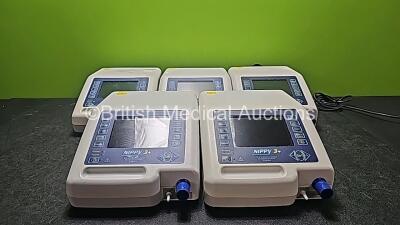 5 x B&D Electromedical Nippy 3+ Ventilators (4 x Power Up and 1 x No Power) *SN 2018-31340 / 2014-22102 / 2011-12496 / 2012-14571 / 2010-10719*