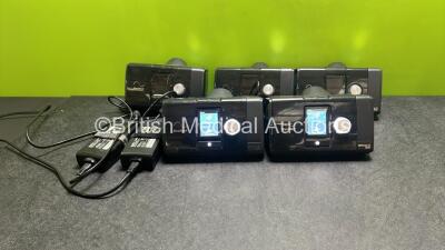 5 x ResMed AirSense 10 Elite CPAPs with 2 x Power Supplies (All Power Up, 1 x Missing Casing - See Photo) *23193505606 / 23183495065 / 23202448581 / 23212584191 / 23222105121*