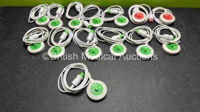 Job Lot Including 12 x Sonicaid US IPX7 Fetal Transducers and 2 x Sonicaid TOCO IPX7 Fetal Transducers