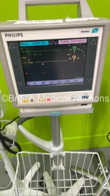 1 x Philips M3046A M4 Patient Monitor on Stand (Damaged Module Clip - See Pictures) with Philips M3000A Multiparameter Module, 1 x Welch Allyn 53N00 Vital Signs Monitor on Stand, 1 x Welch Allyn 420 Series Patent Monitor on Stand and 1 x Welch Allyn Otosc - 4