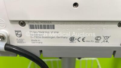 1 x Philips M3046A M4 Patient Monitor on Stand (Damaged Module Clip - See Pictures) with Philips M3000A Multiparameter Module, 1 x Welch Allyn 53N00 Vital Signs Monitor on Stand, 1 x Welch Allyn 420 Series Patent Monitor on Stand and 1 x Welch Allyn Otosc - 8