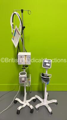 1 x eme Infant Flow System on Stand with Fisher and Paykel MR730 Humidifier and Hoses (Powers Up) and 1 x Welch Allyn Blood Pressure Meter on Stand