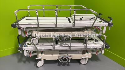 2 x Huntleigh Lifeguard Patient Trolleys (Hydraulics Tested Working)