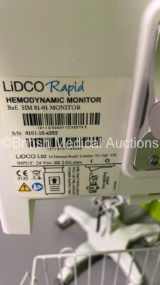 2 x LiDCO Rapid Hemodynamic Monitors on Stands (Both No Power Supplies - SD/FLash Cards Removed) *S/N 8101-16-4282 / 8101-17-5050* - 5