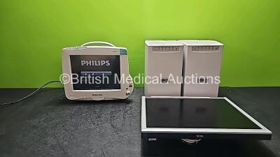 Mixed Lot Including 1 x Vista Vision Monitor (Powers Up), 2 x Tripp-Lite UPS and 1 x IntelliVue MP50 Anesthesia Patient Monitor (Powers Up, No Batteries and Cracked Casing - See Photo) *SN DE82086292 / VV0905021 / 2708EVHSN884900043 / 2721FVHSN884900048*