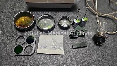 Keeler Dualite MK1 REF 1746/3 Ophthalmoscope with Various Accessories In Case (Powers Up and Damaged Part - See Photo) *SN D15015* - 5