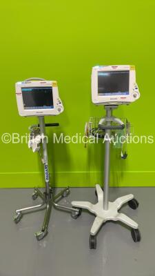 2 x Philips IntelliVue MP30 Patient Monitors on Stands with 2 x Philips M3001A Multiparameter Modules and 1 x Philips M3015A Gas Module with Microstream Option (S)