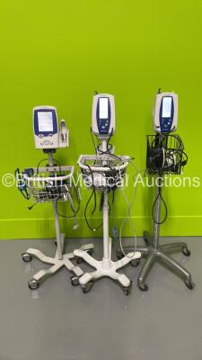 2 x Welch Allyn SPOT Vital Signs Monitors on Stands and 1 x Welch Allyn SPOT LXi Vital SIgns Monitor on Stand with Selection of Cables (All Power Up) *S/N 201620818 / (21) 201635725 / 20070300916*