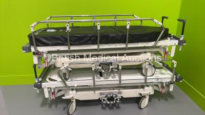 2 x Huntleigh Lifeguard Patient Trolleys with 1 x Mattress (Hydraulics Tested Working) *S/N P0307738 / P0575169*