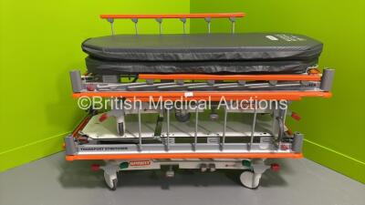 2 x Linet Sprint Transport Stretchers with Mattresses (Hydraulics Tested Working) *S/N NA*