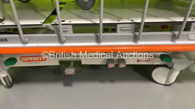 2 x Linet Sprint Transport Stretchers with Mattresses (Hydraulics Tested Working) *S/N NA* - 2