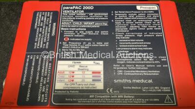 Smiths Pneupac paraPAC 2D Ventilator with Hose (Hose Missing in Photo) - 3