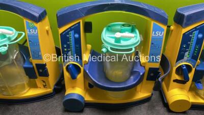 3 x Laerdal LSU Suction Units with 3 x Cups and 3 x Batteries (All Power Up, 2 x Flat Batteries) *SN 78271469693 / 78151467038 / 78201467935* - 3