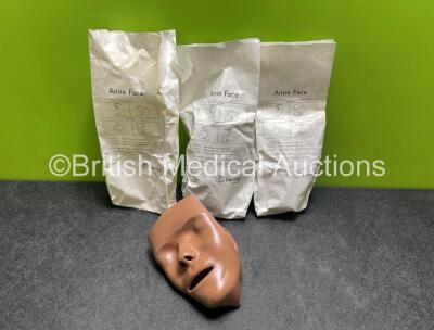 15 x Laerdal Anne Manikin Face Skin Replacements *Like New* (3 in Photo - 15 in Total) *H*