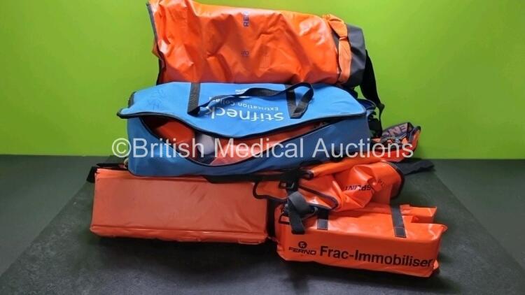 Job Lot Including 2 x Spencer Traction Splints , 1 x Laerdal Stiffneck Extraction Collar, 2 x Leg Splints and 1 x Frac Immobilizer