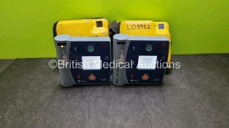 2 x Laerdal FR2+ Defibrillators (Both Power Up) in Carry Case with 2 x Batteries *Install Before - 2023 / 2019*