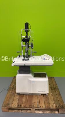 Haag Streit Bern BQ900 Slit Lamp with Binoculars, 2 x 12,5x Eyepieces, AT900 Tonometer and Chin Rest on Takagi ST-33 Autodesk (Powers Up) *S/N 0301457* **Mfd 2001**