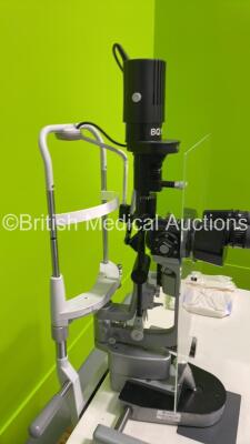 Haag Streit Bern BQ900 Slit Lamp with Binoculars, 2 x 12,5x Eyepieces, AT900 Tonometer and Chin Rest on Takagi ST-33 Autodesk (Powers Up) *S/N 0301457* **Mfd 2001** - 6