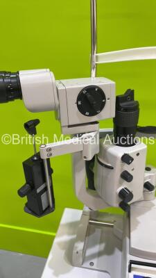 Zeiss SL 130 Slit Lamp with Zeiss f140 Binoculars, 2 x 10x Eyepieces and Zeiss AT 030 Tonometer on Motorized Table (No Power) *842004* - 4