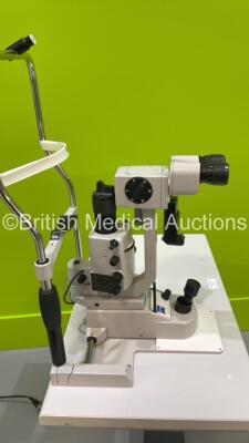 Zeiss SL 130 Slit Lamp with Zeiss f140 Binoculars, 2 x 10x Eyepieces and Zeiss AT 030 Tonometer on Motorized Table (No Power) *842004* - 6