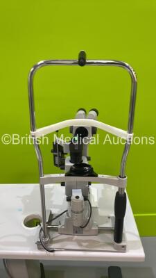 Zeiss SL 130 Slit Lamp with Zeiss f140 Binoculars, 2 x 10x Eyepieces and Zeiss AT 030 Tonometer on Motorized Table (No Power) *842004* - 7