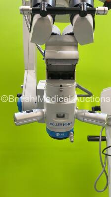 Moller-Wedel / Haag Streit Hi-R Ophthalmic Operating Microscope with 2 x 10x/22B Eyepieces, 1 x F=200 Lens on Moller-Wedel FS 2012 Stand (Powers Up with Good Bulb) - 8