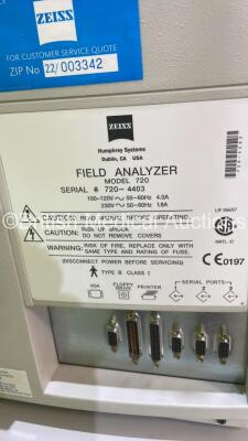 Zeiss Humphrey 720 Field Analyzer Rev 12.6 (0044) on Motorized Table with Brother Printer (Powers Up) *S/N 720-4403* - 5