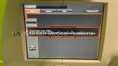 TopCon 3D OCT 2000 Optical Coherence Tomography Unit on Electric Table with Monitor, PC and Keyboard (Powers Up with Temperature Error - HDD Removed from PC Unit - Table Missing Wheel / Damaged - See Pictures) *S/N 684215* **Mfd 2013** ***IR409*** - 3