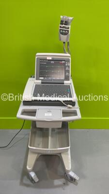 GE MAC 5500 HD ECG Machine on Stand with 10 Lead ECG Leads (Powers Up - Missing Trim Cover - See Pictures) *S/N SGM13307650PA*