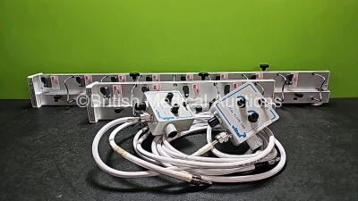 Mixed Lot Including 1 x Fresenius Kabi LINK 4 Agilia Docking / Charging Station,1 x Fresenius Kabi LINK 8+ Agilia Docking / Charging Station and 2 x Vital Signs Vital Flow 100 Oxygen Air Flow Meters with Hoses (1 x Damage to Case - See Photo)