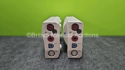 2 x Philips M3001A OPT A03C06 Modules *Mfd 2015* Including ECG, SpO2, NBP, Press and Temp Options