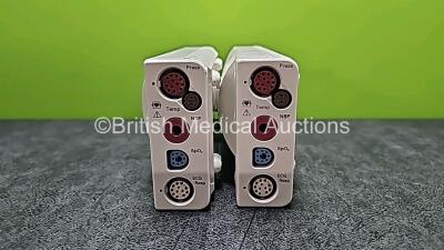 2 x Philips M3001A OPT A03C06 Modules *Mfd 2015* Including ECG, SpO2, NBP, Press and Temp Options