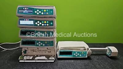 Job Lot Including 5 x B.Braun Infusomat Space Infusion Pumps (2 x Power Up with 1 x Blank Screen - Stock Power Supply Used - Power Supply Not Included, 3 x No Power, 1 x Cracked Screen and 1 x Damaged Connector - See Photo) and 1 x B.Braun Perfusor Space