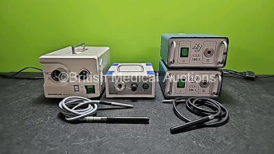 Mixed Lot Including 2 x RB Endoscopy CLS-100-1 Light Sources (Both Power Up) , 1 x Sapimed Ecolite-Led Portable Light Source with 1 x Power Supply (Powers Up), 1 x Olympus CLK-4 Halogen Light Source (Powers Up and Damaged Case - See Photo) and 2 x Fiber O