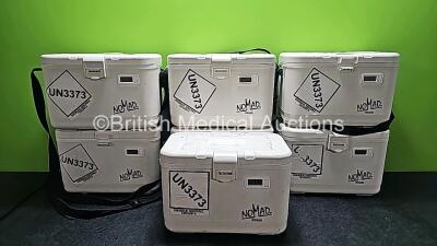 7 x NoMad Medical Transport Cool Boxes (1 x Missing Handle and 1 x Damaged Clip)