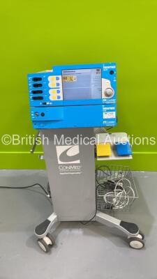 ConMed Beamer Mate Electrosurgical / Diathermy Unit Software Version V3.415 with ConMed Beamer Plus Argin Module Unit on Stand with Footswitch (Powers Up)