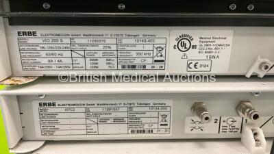 ERBE VIO 200 D Electrosurgical / Diathermy Unit Version 1.2.1 on Stand with ERBE APC 2 Argon Coagulator and Footswitch (Powers Up) - 5