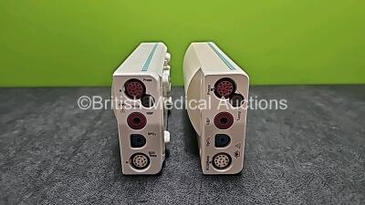 2 x Philips M3001A OptA01C18 Module Including ECG, SpO2, NBP, Press and Temp Options *SN DE717Q1176 / DE512C3673*