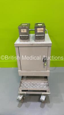 Metal Storage Cabinet on Trolley with Containers and Keys