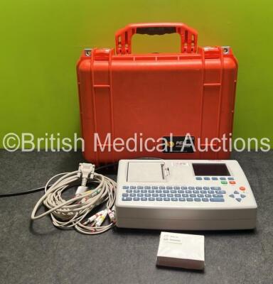 Schiller CardioVit AT-101 ECG Machine with 10 Lead ECG Lead and Paper in Peli 1450 Case (Powers Up, Slight Damage to Screen - See Photo)