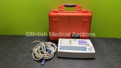 Schiller CardioVit AT-101 ECG Machine with 10 Lead ECG Lead in Peli 1450 Case (Powers Up, Slight Damage to Screen)