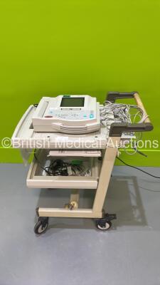 GE MAC 1200 ST ECG Machine on Stand with 10 Lead ECG Leads (Draws Power with Blank Screen) *S/N 550004352* **BRI**